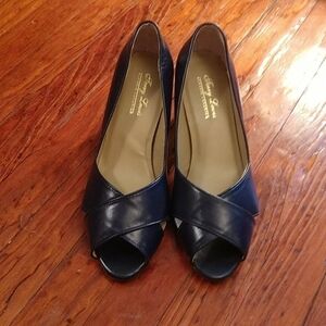 Terry Lewis Blue Open Toe Heels Sz 9.5W